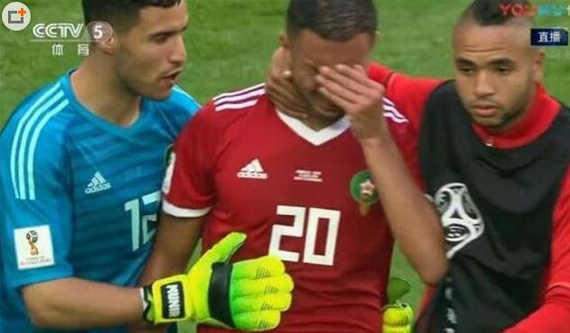 2018世界杯首個烏龍球 摩洛哥球員鮑哈杜茲頭球頂進自家球門