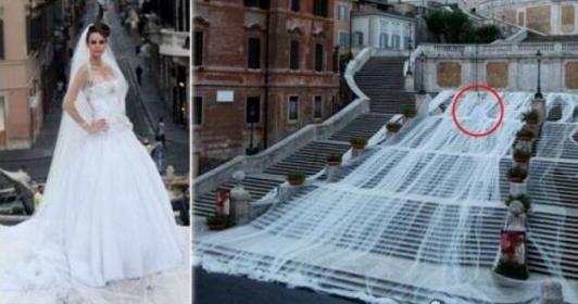 世界上最長的婚紗 法國婚紗公司制作8095米婚紗