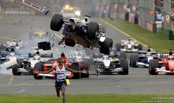 倫敦奧運(yùn)會(huì)逃跑哥爆紅網(wǎng)絡(luò)-法拉赫慘遭世界網(wǎng)友PS惡搞F1撞車