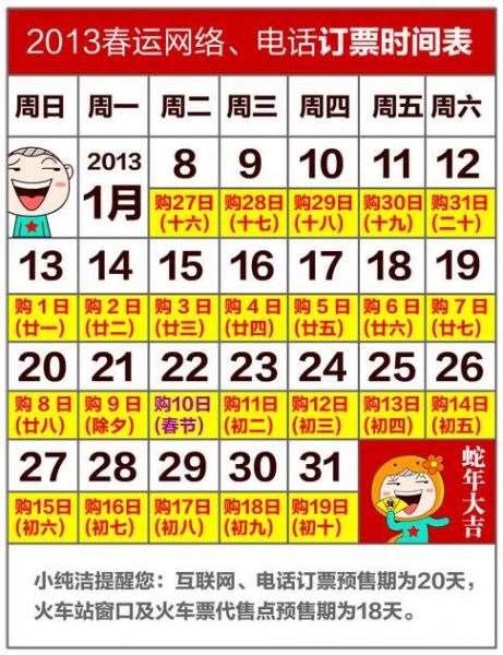 2013年鐵路春運(yùn)時(shí)間,2013春運(yùn)訂票時(shí)間,2013年春運(yùn)什么時(shí)候開始,2013年春運(yùn)網(wǎng)絡(luò)和電話訂票時(shí)間表