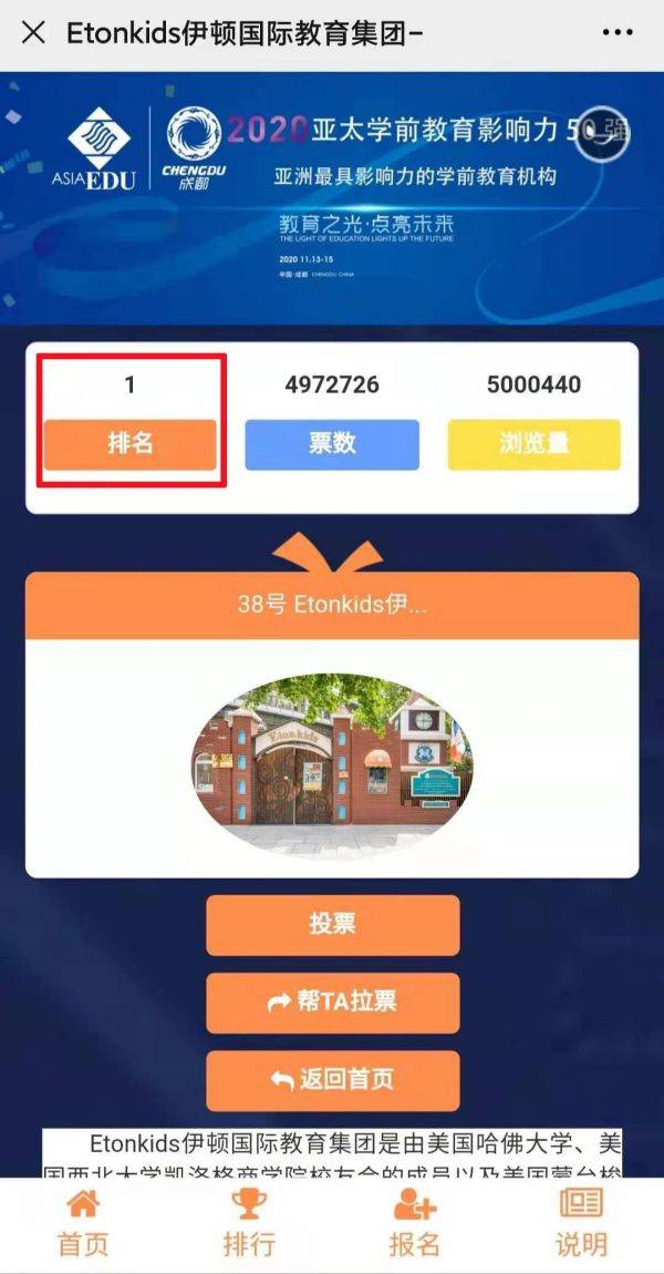 Etonkids以排名第一榮膺“2020亞太學(xué)前教育影響力50強(qiáng)”稱號(hào)