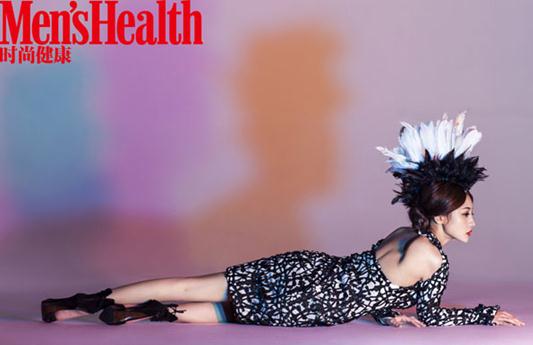 柳巖黑色內衣性感出鏡,惹火貼身半裸型男錢凱登時尚健康男士版封面