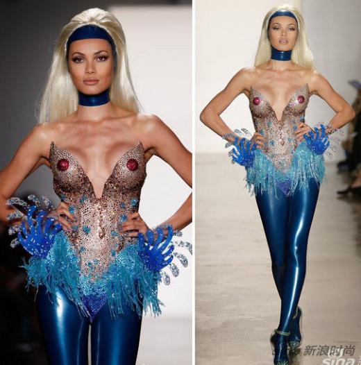 時(shí)裝周男女模特露肉裝-The Blonds秀場:“畫龍點(diǎn)睛”不露不行!