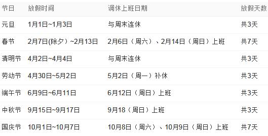 2016放假安排時間表_2016年日歷_2016年放假通知