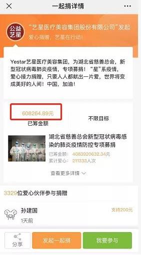 杭州藝星整形醫院報道:藝星集團19城聯動,23家機構近4000人捐款160萬支援武漢戰疫